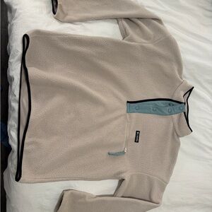 Columbia Men's Pullover Fleece - Cream with Blue Placket